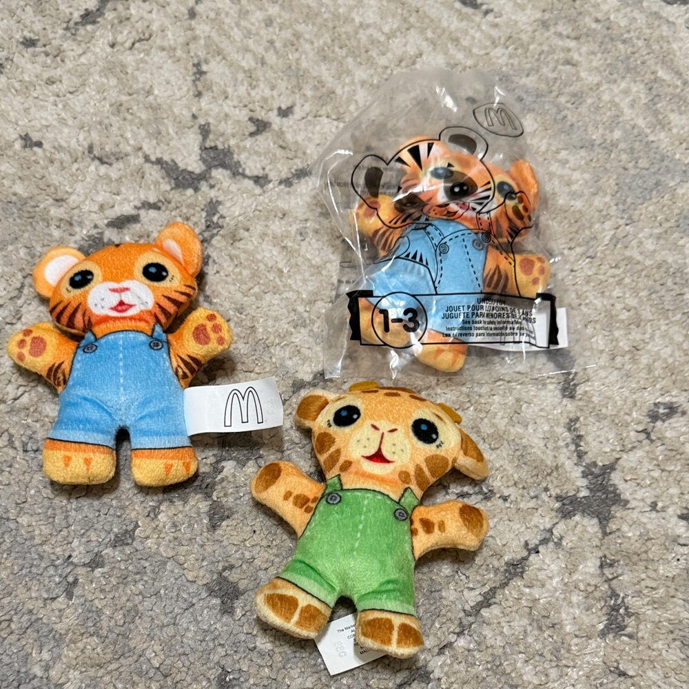 McDonald's Plush Toy Trio with Blue and Green Overalls